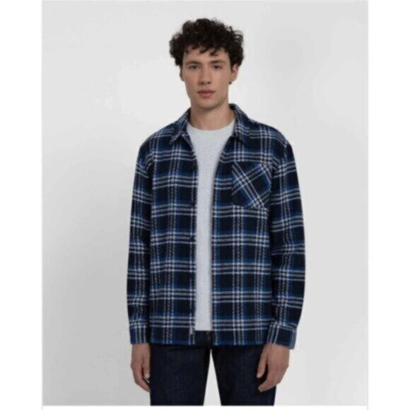 Blue Plaid Tweed Overshirt Shacket New Men's Sz Large - Picture 1 of 6